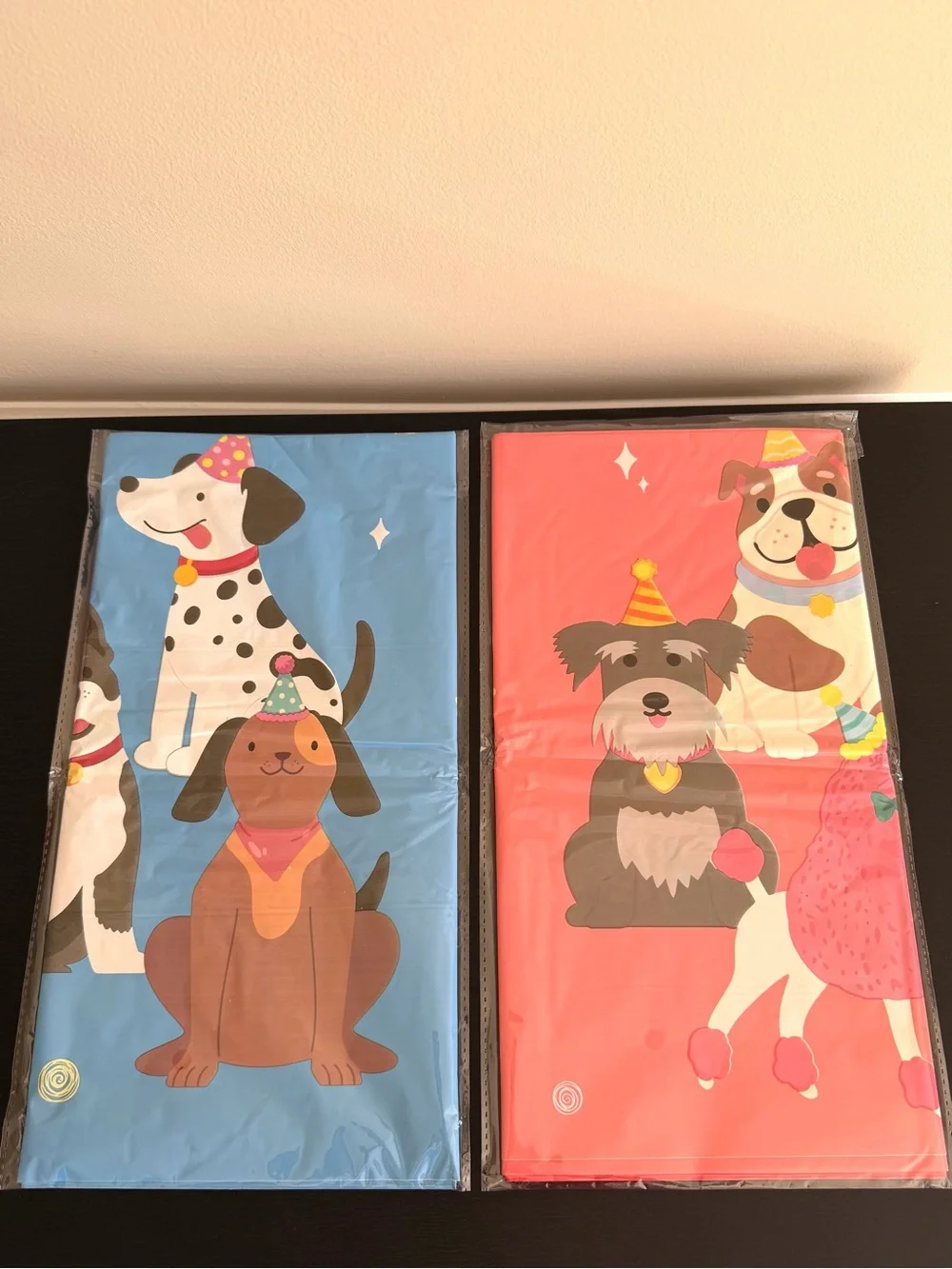 Cartoon Puppy Dog Disposable Plastic Tablecloths Party Supplies 2 Ct Blue Pink